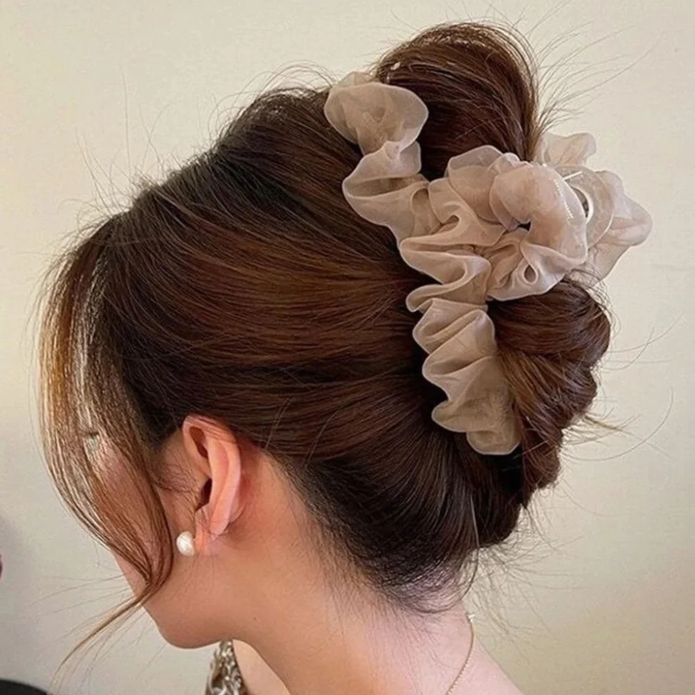 Ruched Mesh Large Hair Claw